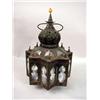 Image 1 : A PIERCED TOLE FACETED HANGING HALL LANTERN
