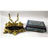 Image 1 : A ROCCO STYLE CHINOISERIE DECORATED ORMOLU DESK SET