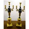 Image 1 : A PAIR OF LOUIS XVI STYLE PATINATED AND ORMOLU THREE-LIGHT CANDELABRA