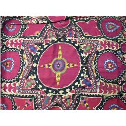 THREE POLYCHROME DECORATED NEEDLEWORK PANELS