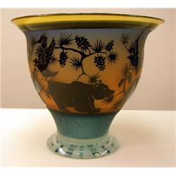 A CAMEO GLASS ACID ETCHED VASE
