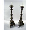 Image 1 : A PAIR OF BRASS BAROQUE STYLE PRICKET CANDLESTICKS
