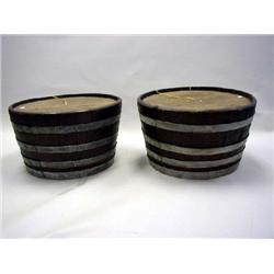 TWO BANDED AND ELECTRIFIED OAK BARREL HALVES 16"h x 27 1/2"d