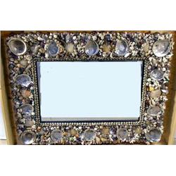 A CONTEMPORARY SHELL-DECORATED LARGE RECTANGULAR MIRROR
