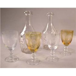 A GROUP OF TWELVE ACID-ETCHED GRAPEVINE MOTIF WINE GLASSES