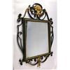 Image 1 : A GILT AND GREEN DECORATED IRON HANGING WALL MIRROR