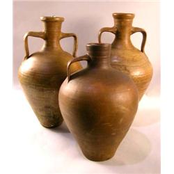 A GROUP OF FIVE EARTHENWARE WATER JUGS AND VASE. Largest 20"h
