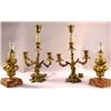 Image 1 : A PAIR OF PATINATED METAL THREE-LIGHT CANDELABRAS
