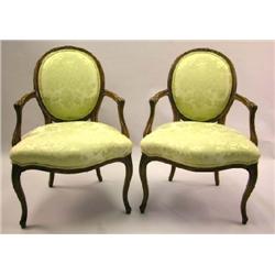 A PAIR OF GEORGE III STYLE FRUITWOOD ARMCHAIRS