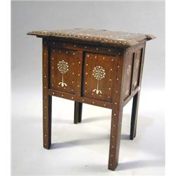 A MOROCCAN BONE-INLAID COLLAPSIBLE SIDE TABLE