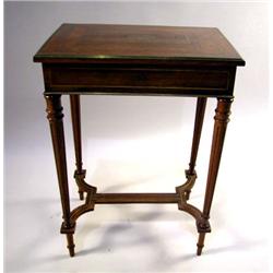 A LOUIS XVI STYLE BRASS MOUNTED PARQUETRY DRESSING TABLE