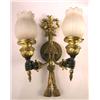 Image 1 : THREE SETS OF PATINATED METAL TWO LIGHT WALL SCONCES