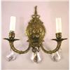 Image 1 : THREE PATINATED METAL TWO LIGHT WALL SCONCES