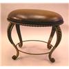 Image 1 : A LOUIS XV STYLE LEATHER UPHOLSTERED OVAL STOOL