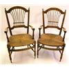 Image 1 : A PAIR OF LOUIS XVI STYLE CARVED BEECHWOOD RUSH SEAT FAUTEUILS
