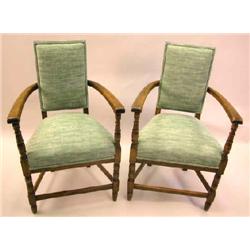 A PAIR OF LOUIS XVI STYLE BEECHWOOD FAUTEUILS