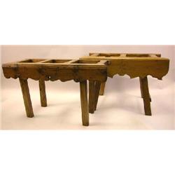 TWO SIMILAR PINE LUGGAGE STANDS