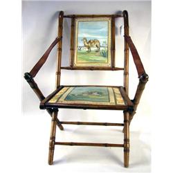 A FOLDING FAUX BAMBOO CHAIR