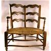 Image 1 : A LOUIS XV STYLE BEECHWOOD DOUBLE CHAIRBACK RUSH SEAT SETTEE