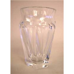 A BACCARAT FACETED TAPERING VASE