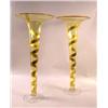 Image 1 : A PAIR OF AMBER GILT DECORATED TRUMPET FORM VASES