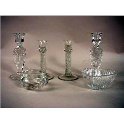 A GROUP OF ASSORTED COLORLESS GLASS TABLE ARTICLES