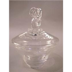 A COLORLESS GLASS STEUBEN COVERED BOWL
