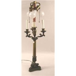 A DIRECTOIRE STYLE BRASS LAMP