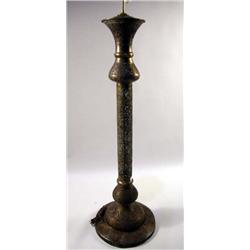 A MOORISH STYLE PIERCED BRASS TWO-LIGHT FLOOR LAMP