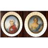 Image 1 : A PAIR OF MINIATURE PORTRAITS OF AN ELEGANT MAN AND WOMAN ON RESIN