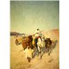 Image 1 : AN OIL ON CANVAS OF ARABIAN MEN ON CAMELBACK