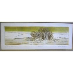 A PAIR OF ETCHINGS TITLED "GROVE ROAD AND TONIC RIVER"