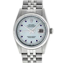Rolex Men's Stainless Steel Mother Of Pearl Diamond & Sapphire Datejust Wristwat