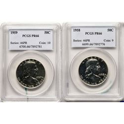 Lot of 1958-1959 Proof Franklin Half Dollar Coins PCGS PR66