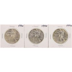 Lot of (3) 1996 $1 American Silver Eagle Coins