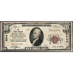 1929 $10 NB of Charleston, South Carolina CH# 2044 National Currency Note