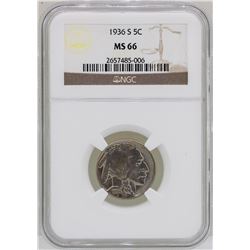 1936-S Buffalo Nickel Coin NGC MS66