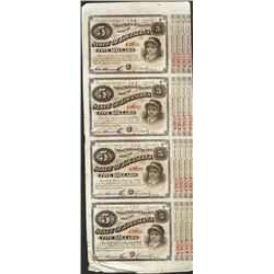 Uncut Sheet of (4) State of Louisiana Baby Bond Obsolete Notes