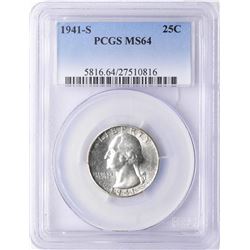 1941-S Washington Quarter Coin PCGS MS64