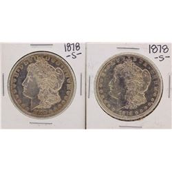 Lot of (2) 1878-S $1 Morgan Silver Dollar Coins
