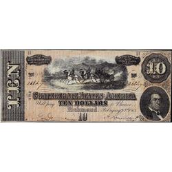 1864 $10 Confederate States of America Note