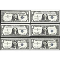 Lot of (6) 1957B $1 Silver Certificate Notes