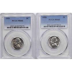 Lot of 1950-1951 Jefferson Nickel Coins PCGS MS66