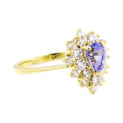 18KT Yellow Gold 1.49 ctw Tanzanite and Diamond Ring
