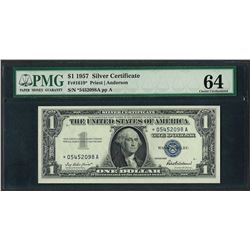 1957 $1 Silver Certificate STAR Note Fr.1619* PMG Choice Uncirculated 64