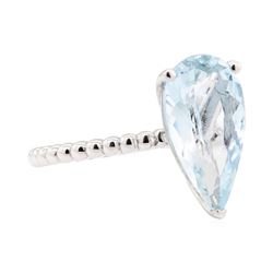 14KT White Gold 3.17 ctw Pear Shaped Aquamarine Solitaire Ring