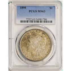1898 $1 Morgan Silver Dollar Coin PCGS MS63