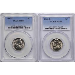 Lot of 1946-D & 1947-D Jefferson Nickel Coins PCGS MS66