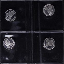 Lot of (4) Disney Mickey Mouse 1/20 oz. .999 Fine Silver Coin Rounds
