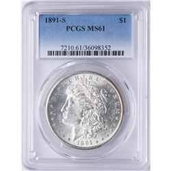 1891-S $1 Morgan Silver Dollar Coin PCGS MS61